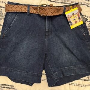 One 5 One Jean Shorts with Woven Brown Belt NWT